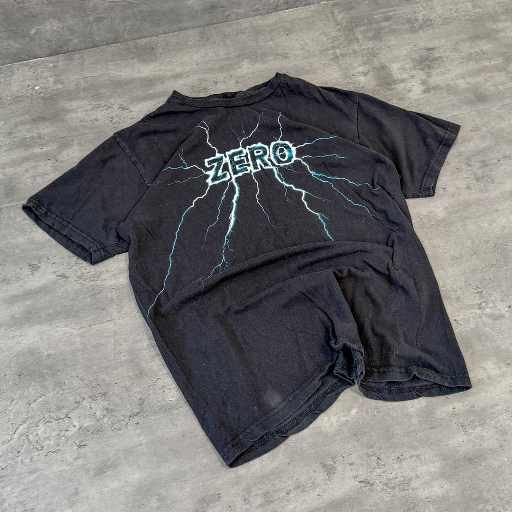 Vintage VTG Y2K 2000s 00s Zero Lightning Graphic Black T-Shirt Tee - Picture 2 of 5